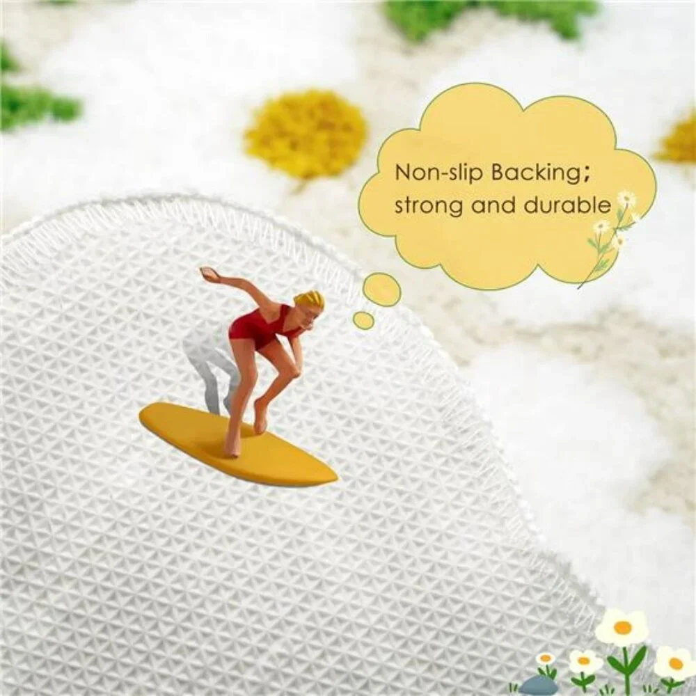 Floral Bathroom Rug Non Slip Beige Bath Mat Soft Absorbent Washable Shower Carpe